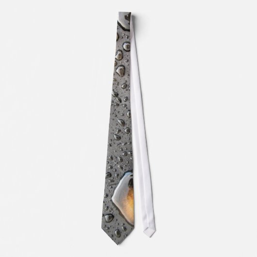 Black Raindrops on Gray Necktie Krawatte (Vorderseite)