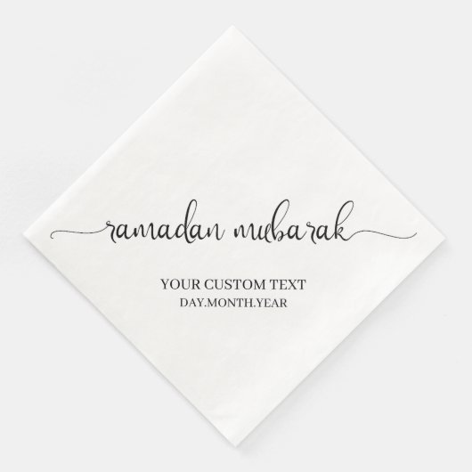Black Ramadan Mubarak Calligrafie Custom Serviette (Ecke)