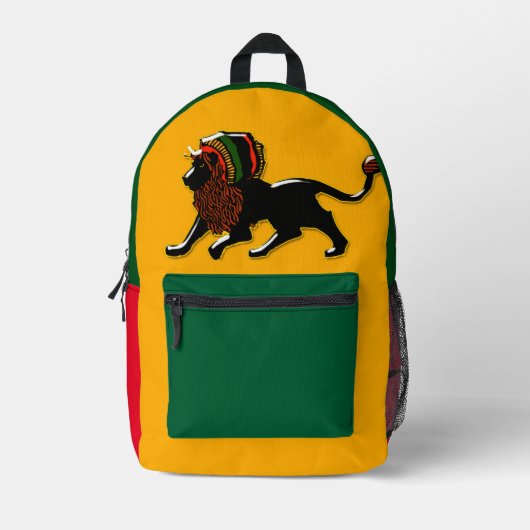 Black Rasta Lion Bedruckter Rucksack (Vorderseite)