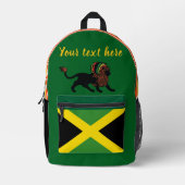 Black Rasta Lion Jamaican Flag Design Bedruckter Rucksack (Vorderseite)