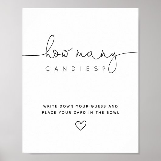Black rät wie viele Candy Script Baby Dusche Poster (Vorne)