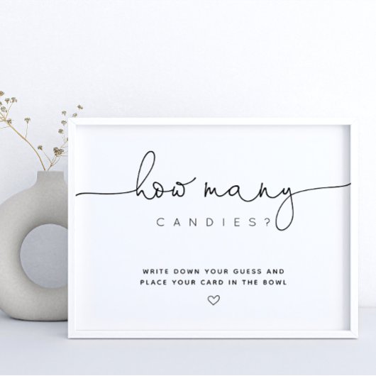 Black rät wie viele Candy Script Baby Dusche Poster