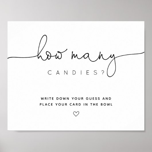 Black rät wie viele Candy Script Baby Dusche Poster (Vorne)