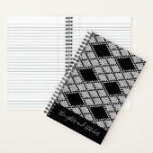 BLACK RAUTE STRICK 5.5x8.5 Notebook + Text Notizblock (Innen)