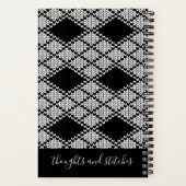 BLACK RAUTE STRICK 5.5x8.5 Notebook + Text Notizblock (Rückseite)