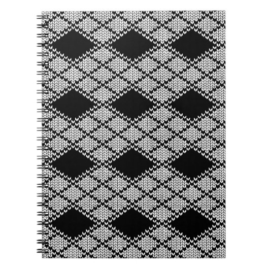 BLACK RAUTE STRICK 6.5x8.75 Notebook Notizblock (Vorderseite)