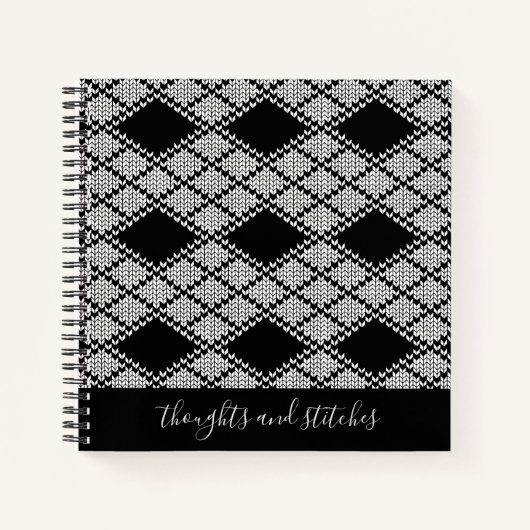 BLACK RAUTE STRICK 8.5x8.5 Notebook + Text Notizblock (Vorderseite)