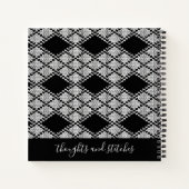 BLACK RAUTE STRICK 8.5x8.5 Notebook + Text Notizblock (Rückseite)