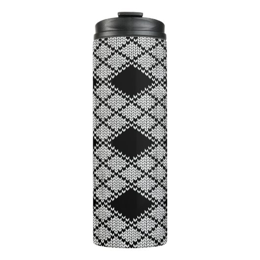 BLACK RAUTE STRICK Thermal Tumbler Thermosbecher (Vorderseite)