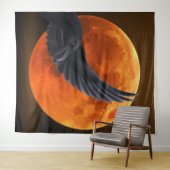 Black Raven and Blood Red Moon Tapestry Wandteppich (Beispiel (Horizontal))