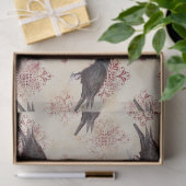 Black Raven and Burgundy Damask Decoupage Seidenpapier (Geschenk)