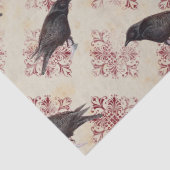 Black Raven and Burgundy Damask Decoupage Seidenpapier (Detail)