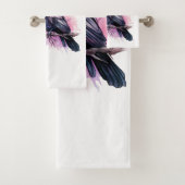 Black Raven auf einem Zweig Badhandtuch Set (Insitu)