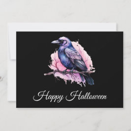 Black Raven auf einem Zweigbild Halloween Dankeskarte