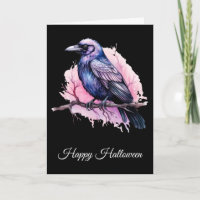 Black Raven auf einem Zweigbild Halloween