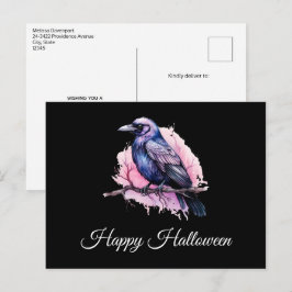 Black Raven auf einem Zweigbild Halloween Postkarte