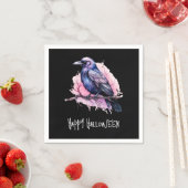 Black Raven auf einem Zweigbild Halloween Serviette (Beispiel)