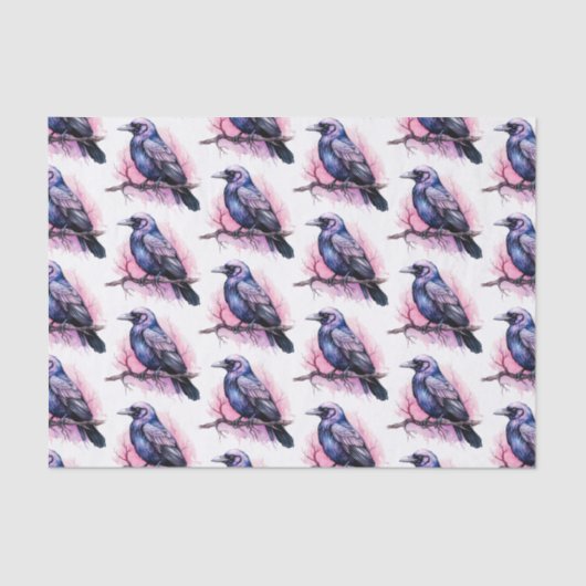 Black Raven auf einem Zweigbild Seidenpapier (Vorderseite)