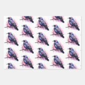 Black Raven auf einem Zweigmuster Geschenkpapier Set (Vorderseite 2)