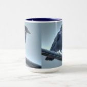 Black Raven auf einer Powerline Gothic, Celtic, Wi Tasse (Zentrum)