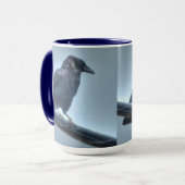 Black Raven auf einer Powerline Gothic, Celtic, Wi Tasse (Vorderseite Links)