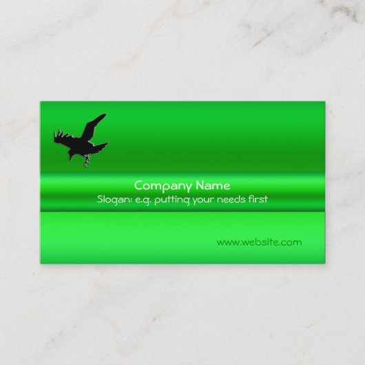 Black Raven auf grünem metallischem Effekt Visitenkarte (Vorderseite)