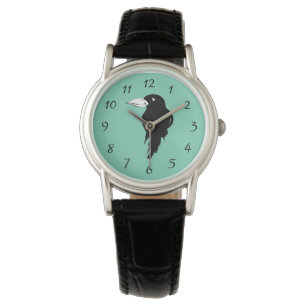 Black Raven Bird Illustration Armbanduhr