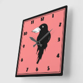 Black Raven Bird Illustration Quadratische Wanduhr (Winkel)