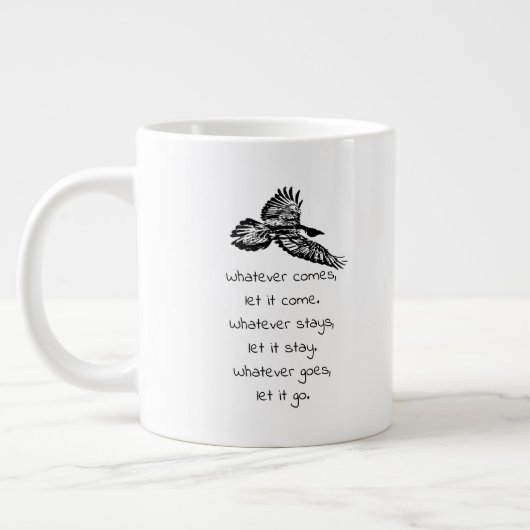 Black Raven Bird in die Höhe schießen inspirierend Jumbo-Tasse (Links)