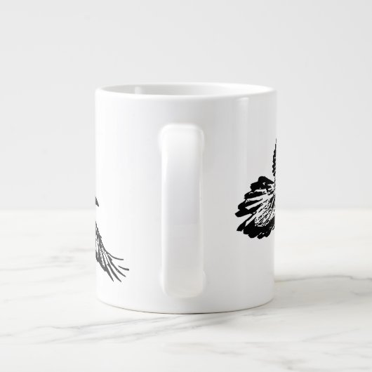 Black Raven Bird in Flight Swooping Art Jumbo-Tasse (Rückseite)