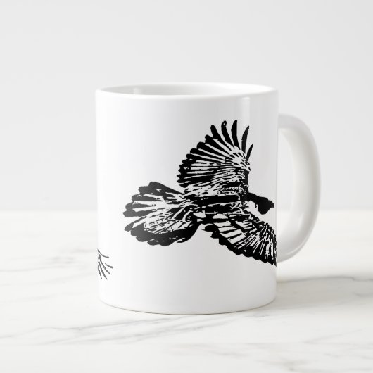 Black Raven Bird in Flight Swooping Art Jumbo-Tasse (Vorderseite Rechts)