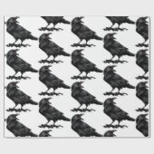 Black Raven Bird Naturerlebnis Kunstmuseum Geschenkpapier (Flach)