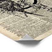 Black Raven Bird-Schablone über alte Wörterbuchsei Poster (Ecke)