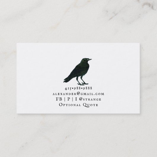 Black Raven Business Card Visitenkarte (Rückseite)
