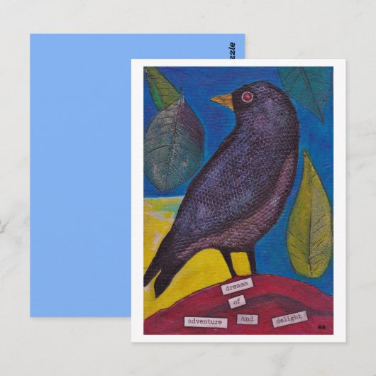 Black Raven Collage Card Postkarte (Vorne/Hinten)