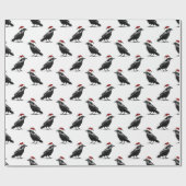 Black raven crow with red santa hat pattern geschenkpapier (Flach)
