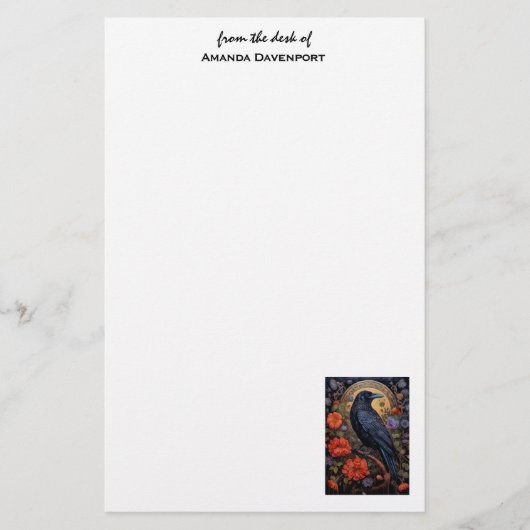 Black Raven Dark Gothic Briefpapier (Vorderseite)
