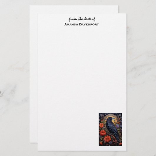 Black Raven Dark Gothic Briefpapier (Vorne/Hinten)