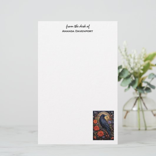 Black Raven Dark Gothic Briefpapier (Stehend Vorderseite)