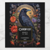 Black Raven Dark Gothic Wine Weinetikett (Einzelnes Label)
