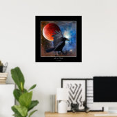 BLACK RAVEN & ECLIPSING MOON Fantasy Art Poster (Heimbüro)