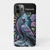 Black Raven Floral Case-Mate iPhone Hülle (Rückseite)