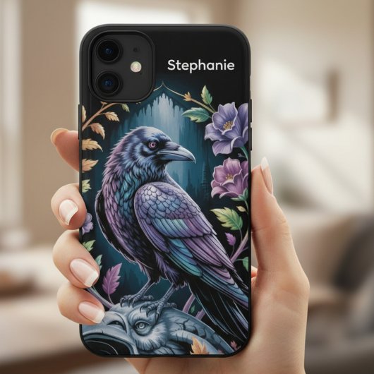 Black Raven Floral Case-Mate iPhone Hülle