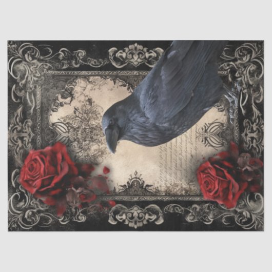 Black Raven Floral Seidenpapier (Vorderseite)