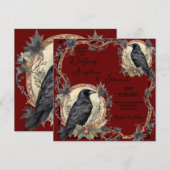 Black Raven Goth Wedding Einladung (Vorne/Hinten)