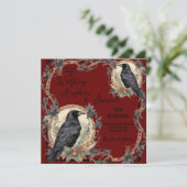 Black Raven Goth Wedding Einladung (Stehend Vorderseite)
