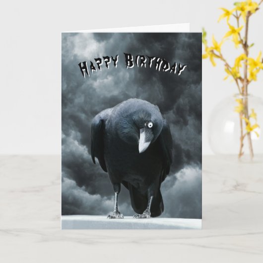 Black Raven Gothday Karte (Gelbe Blume)