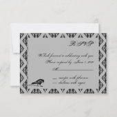 Black Raven Gothic Frame Response Card Einladung (Vorderseite)