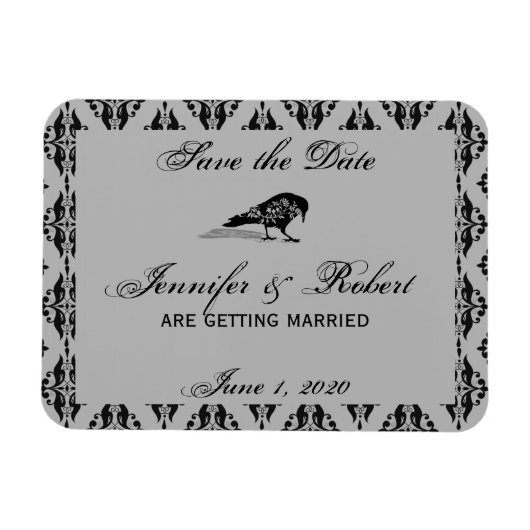 Black Raven Gothic Frame Save the Date Magnet (Horizontal)