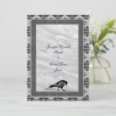 Black Raven Gothic Frame Wedding Einladung (Stehend Vorderseite)